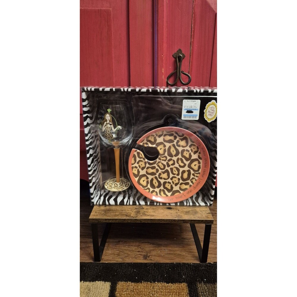 New Cypress Hill Hand Painted Wine Glass  And Appetizer Plate Bless Her Heart